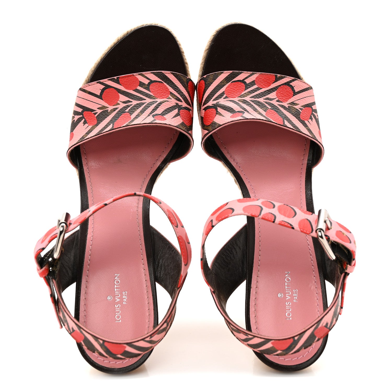 Louis Vuitton Monogram Jungle Dots Espadrille Wedge Sandals 39.5 Sugar Pink Poppy 2 of 11