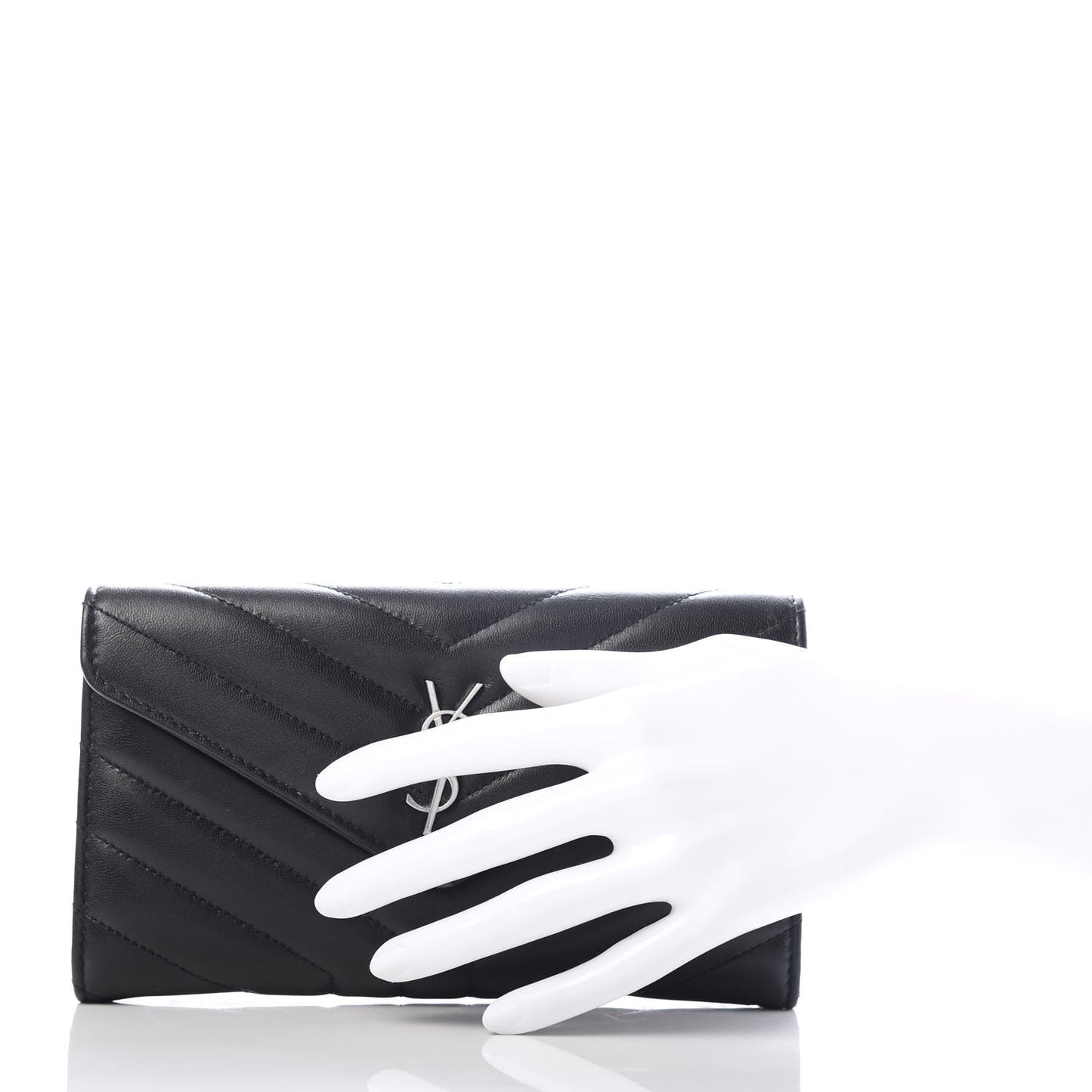 Lambskin Y Quilted Monogram Large Loulou Flap Wallet Black