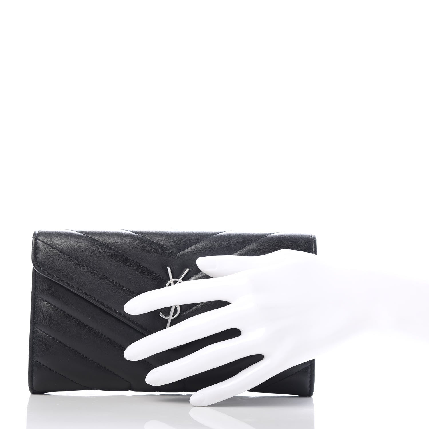 Saint Laurent Lambskin Y Quilted Monogram Large Loulou Flap Wallet Black 2 of 7