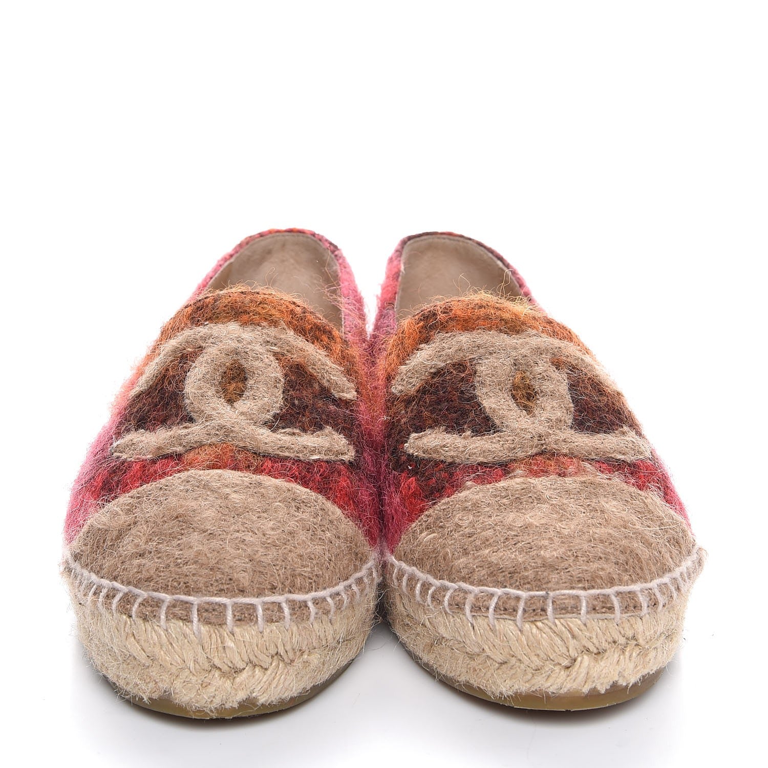 Chanel Tweed CC Espadrilles 38 Brown Pink 2 of 10