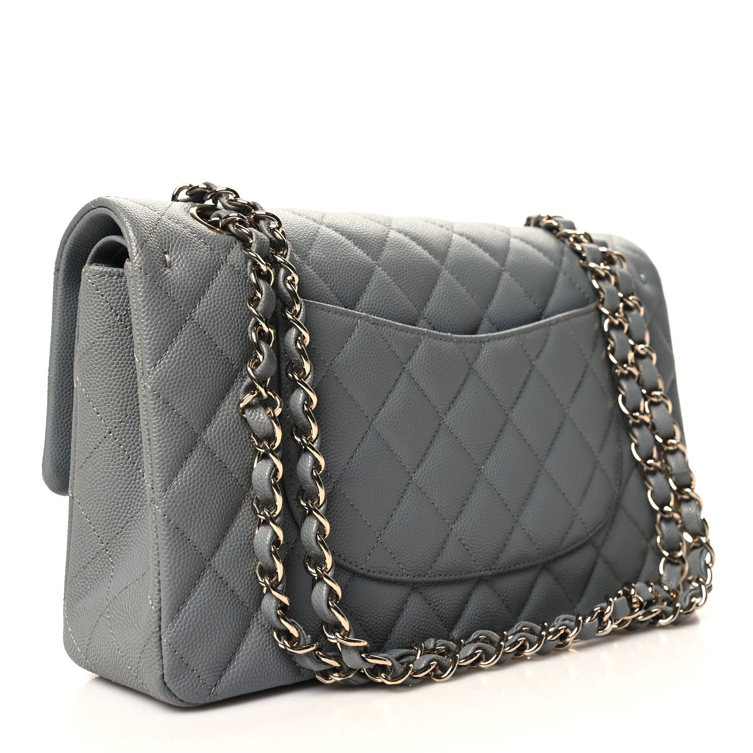Chanel Caviar Quilted Medium Double Flap Grey 3 of 11
