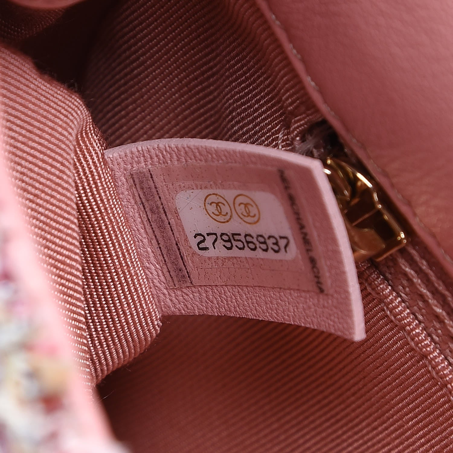 Chanel Tweed Mini Pearl Handle Flap Pink Beige Orange Ecru 8 of 9