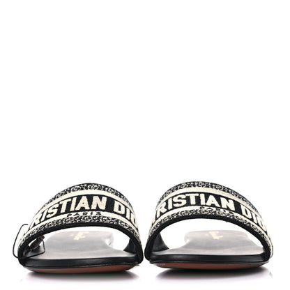 Christian Dior Canvas Embroidered Dway Mules Slide Sandals 39 Deep Blue 2 of 10