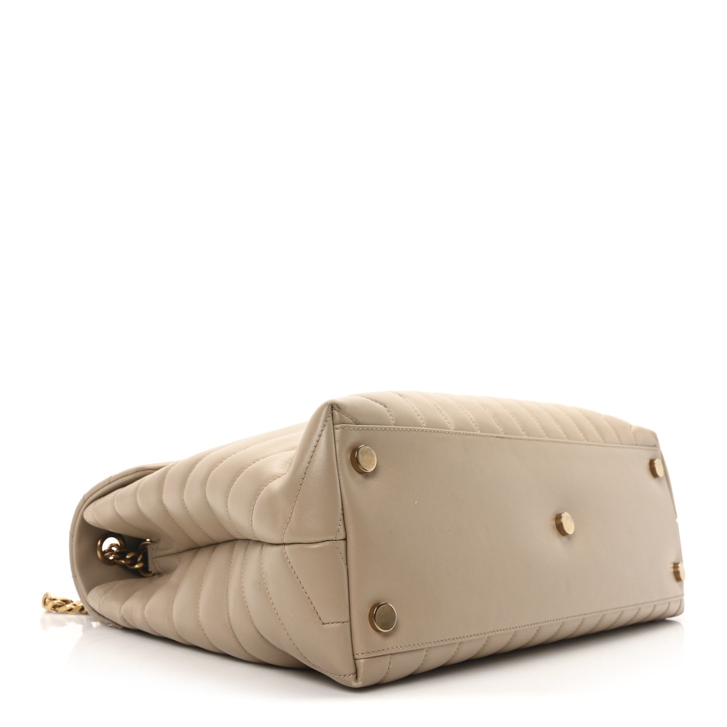 Calfskin Matelasse Large Loulou Monogram Chain Satchel Dark Beige