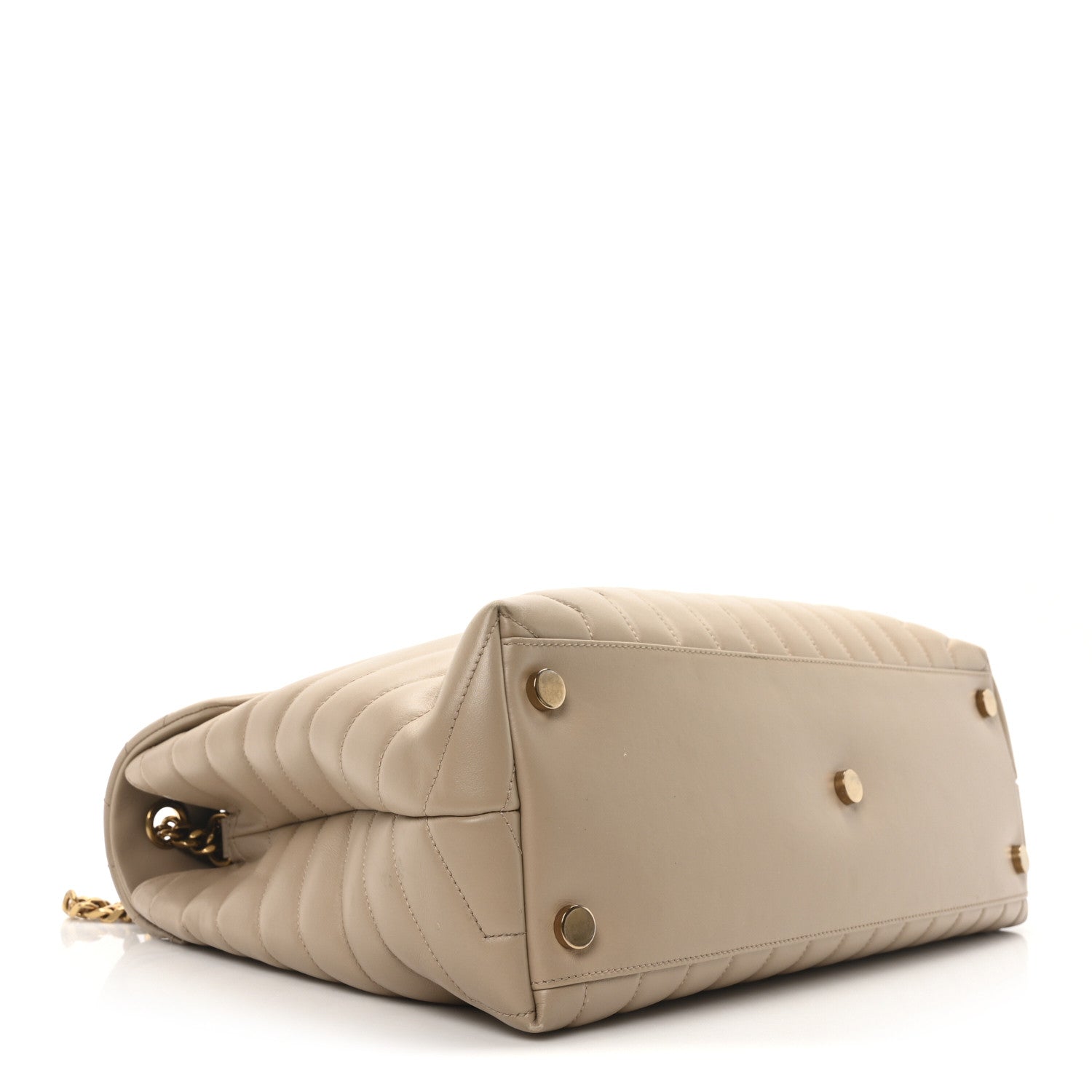 Saint Laurent Calfskin Matelasse Large Loulou Monogram Chain Satchel Dark Beige 4 of 10
