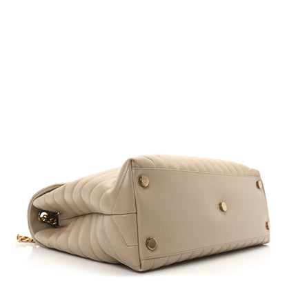 Saint Laurent Calfskin Matelasse Large Loulou Monogram Chain Satchel Dark Beige 4 of 10