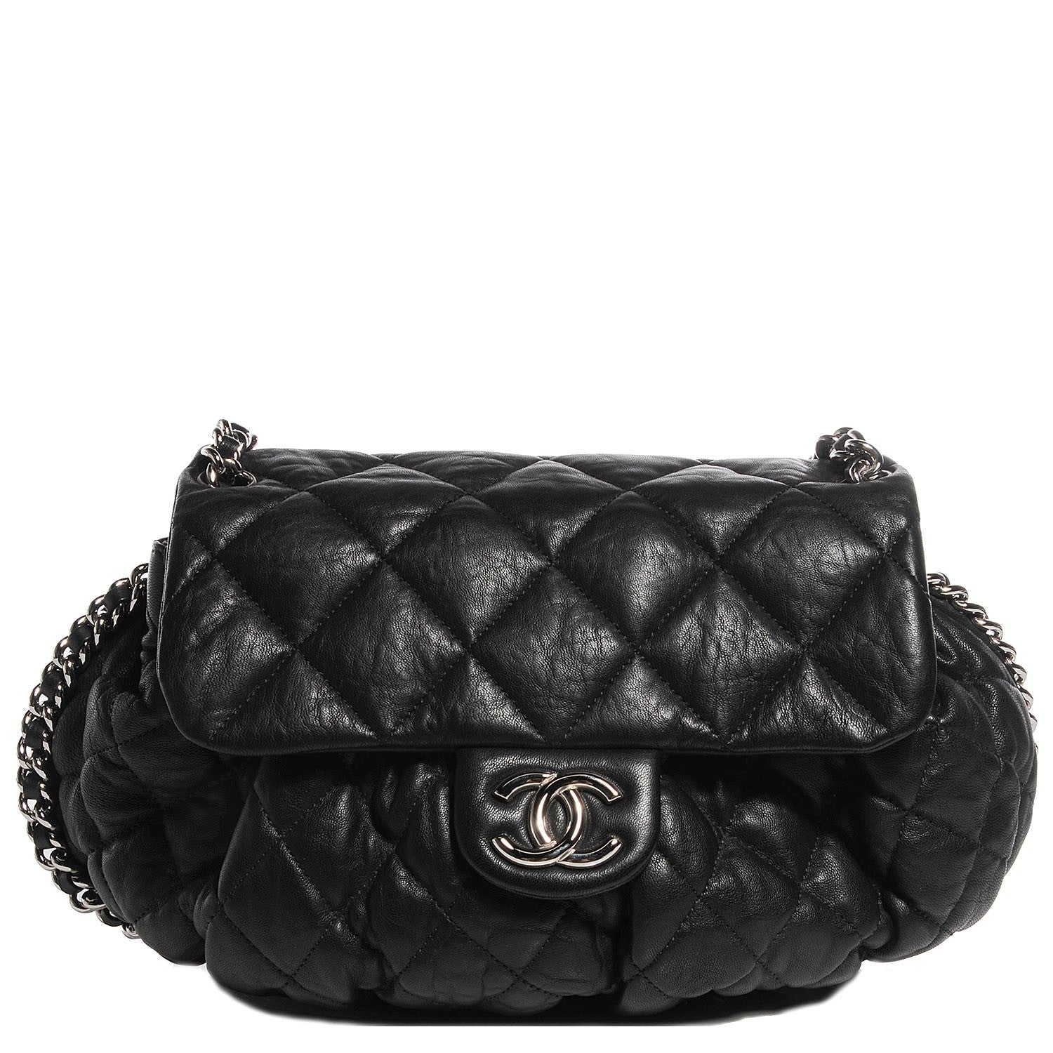 Chanel Crumpled Lambskin Chain Around Medium Messenger Black 1 of 7