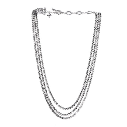 David Yurman Sterling Silver Box Chain Three Strand Necklace 3 of 6