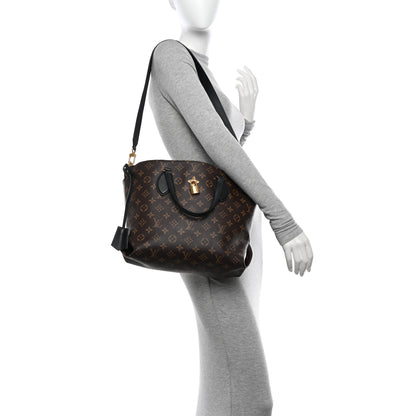 Louis Vuitton Monogram Flower Zipped Tote MM Black 3 of 16