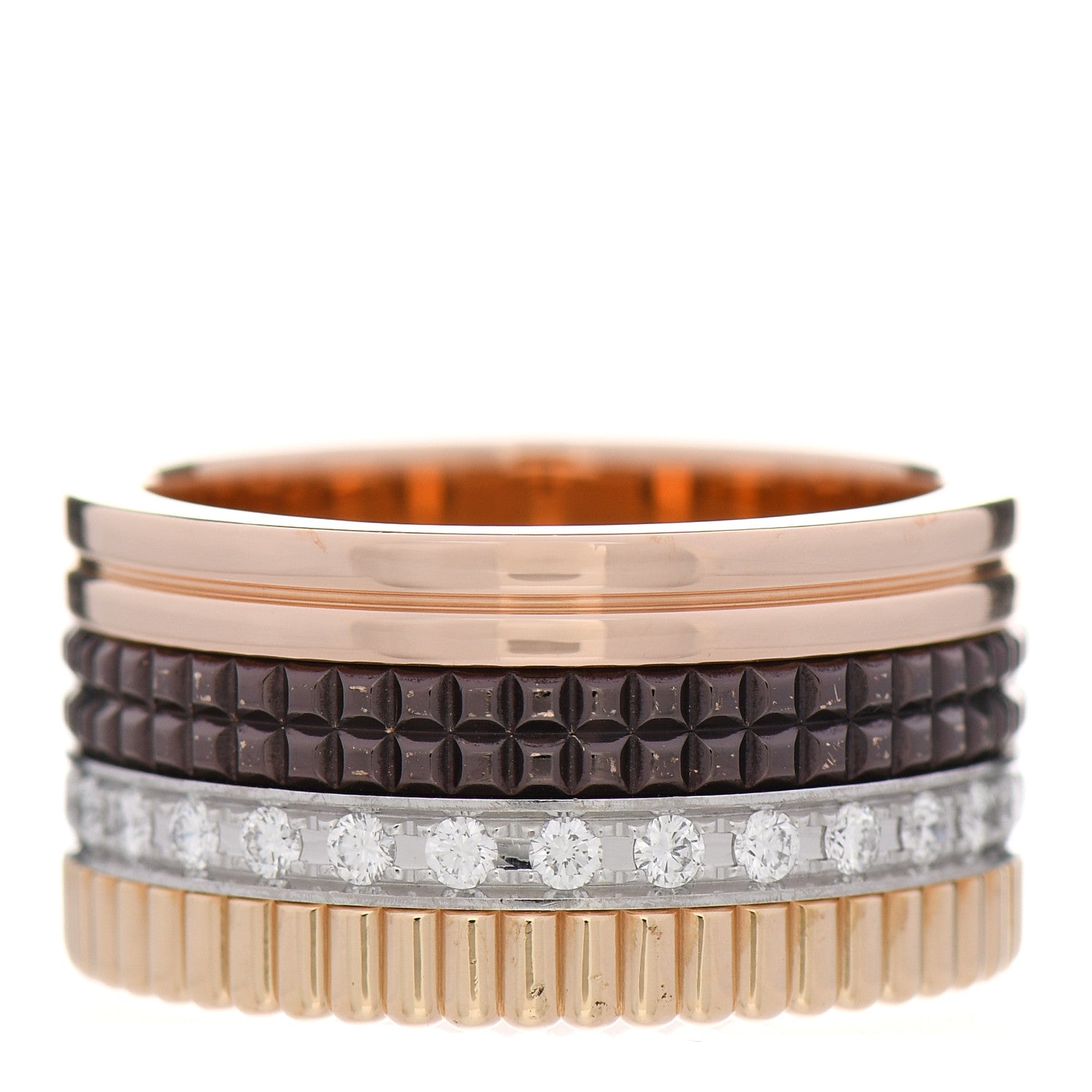 Boucheron 18K Pink Yellow White Gold Diamond PVD Large Quatre Classique Ring 58 8.25 2 of 7