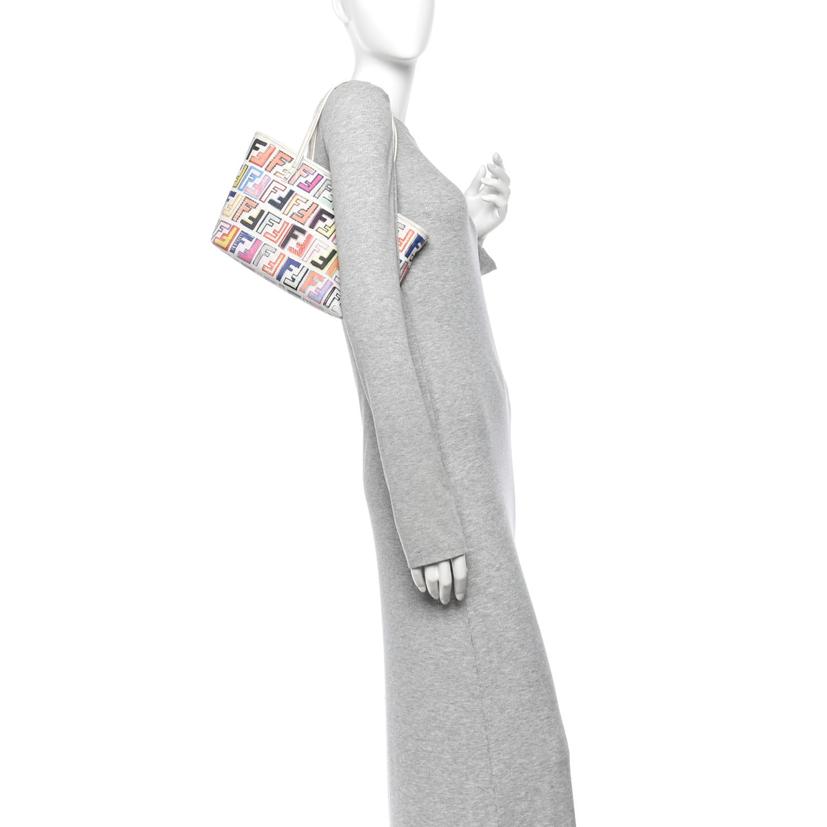 Zucca Spalmati Vitello FF Multicolor Mini Roll Tote White Multicolor