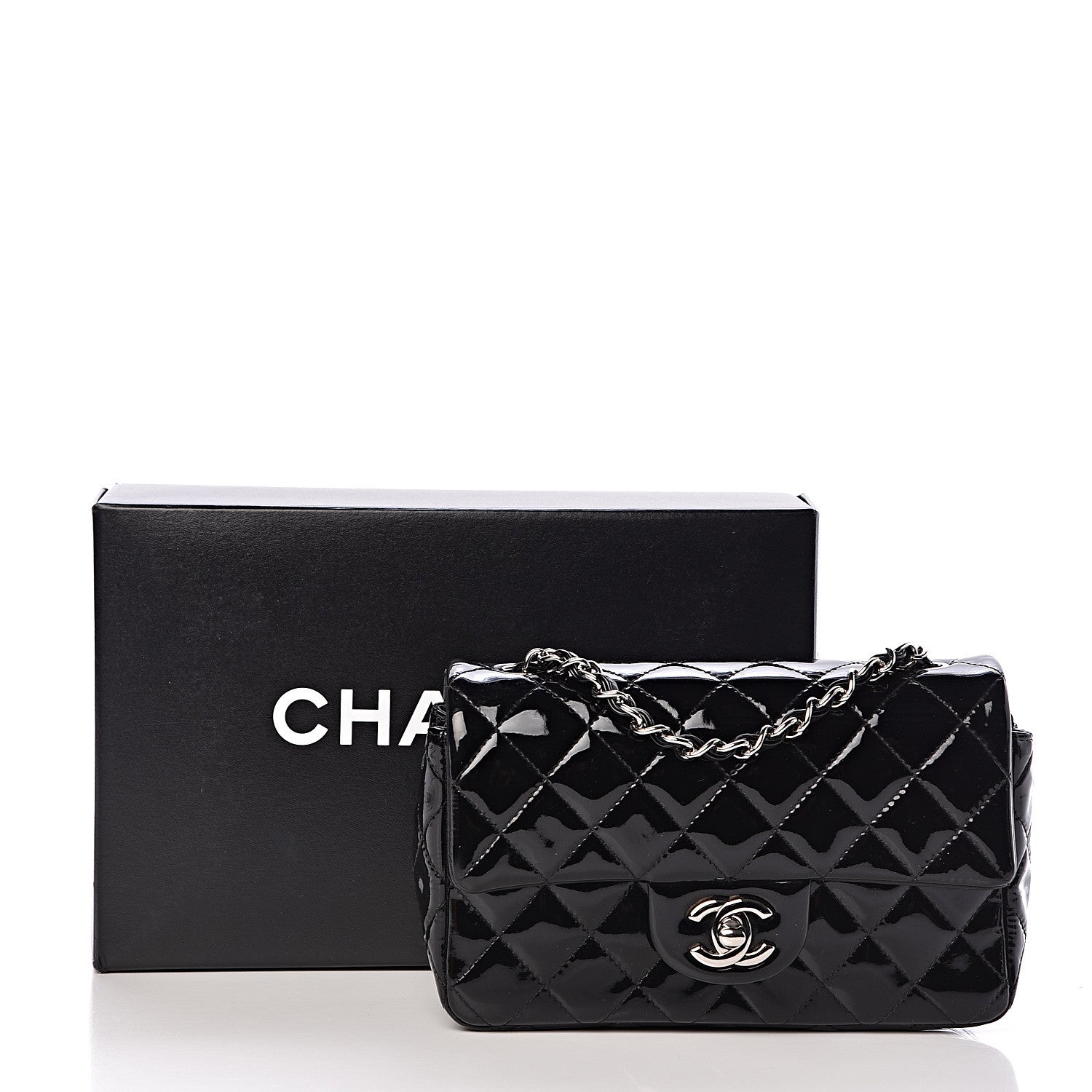 Chanel Patent Calfskin Quilted Mini Rectangular Flap Black 14 of 14