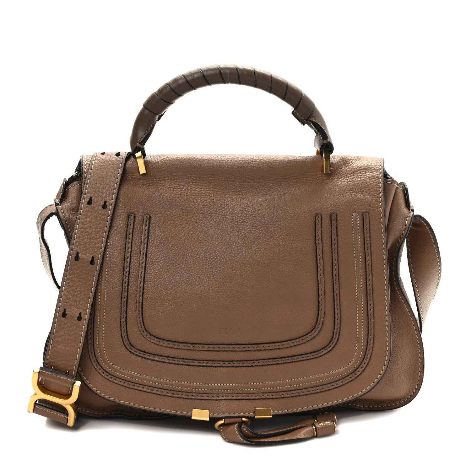 Chloe Calfskin Medium Marcie Top Handle Bag Nut 1 of 11