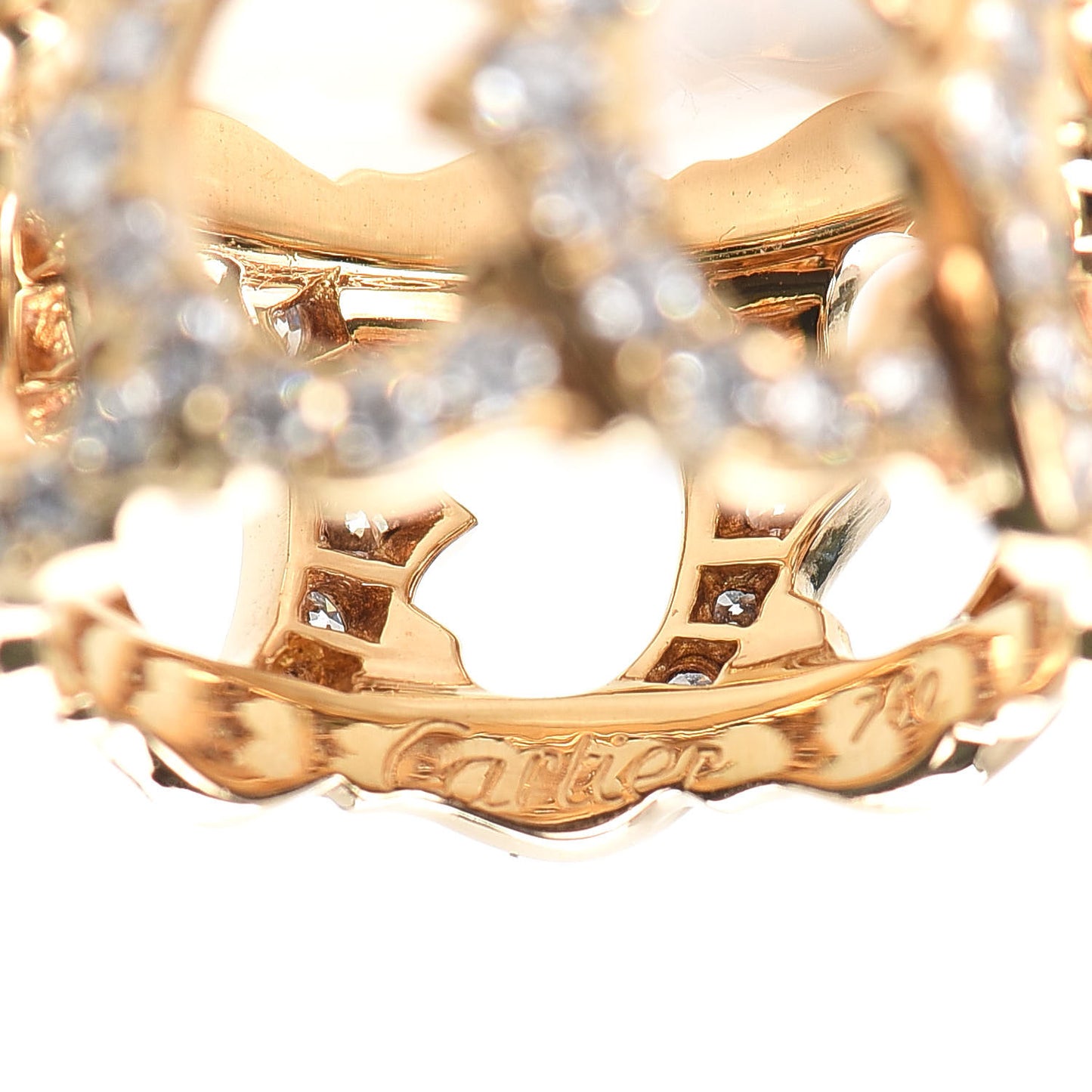 18K Yellow Gold Diamond 13mm C De Cartier Ring 51 5.75