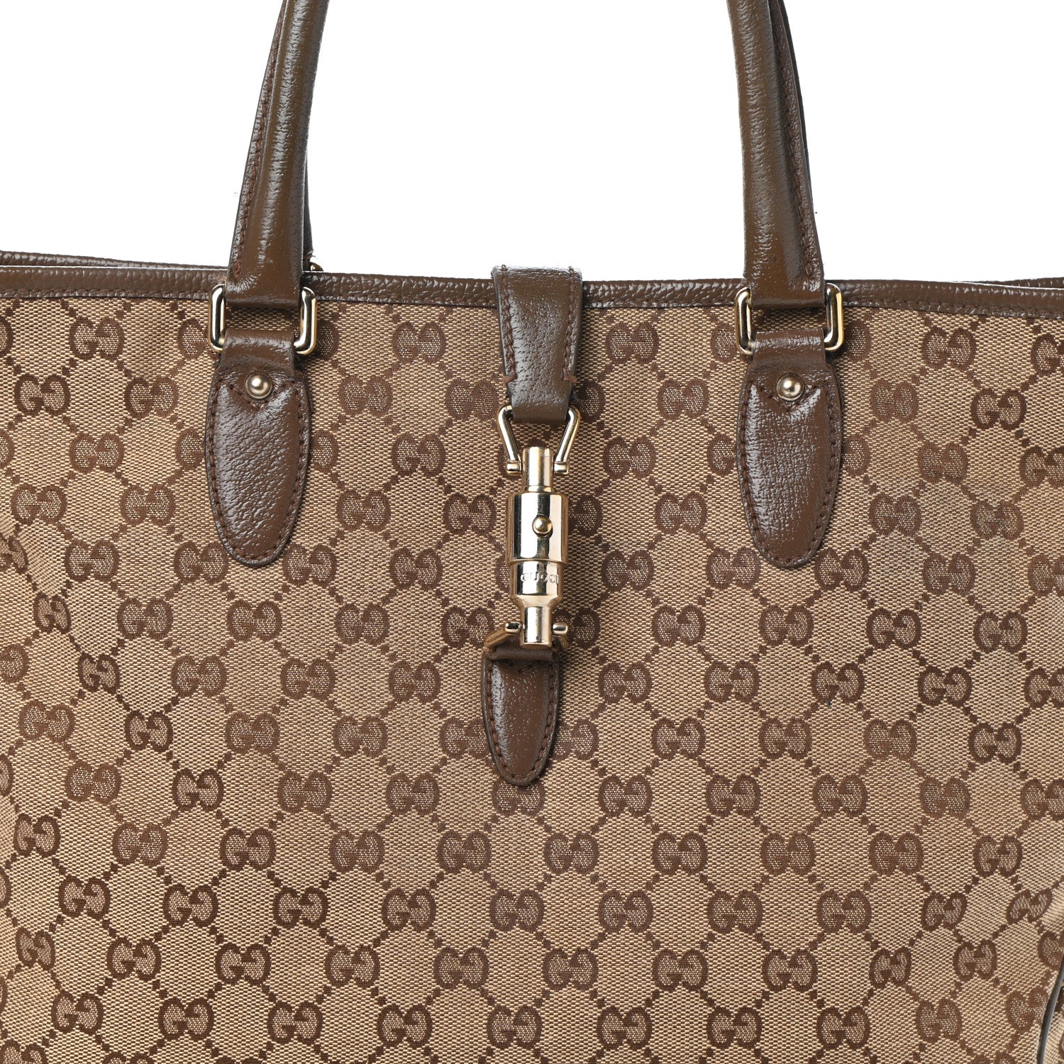 Gucci Monogram Piston Lock Tote Brown 7 of 9