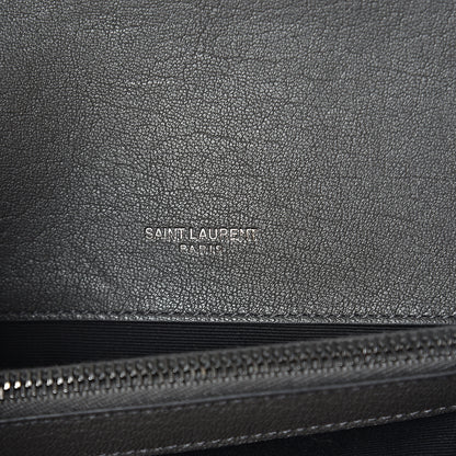 Saint Laurent Sheepskin Matelasse Chevron Monogram Medium College Bag Light Coal 5 of 9