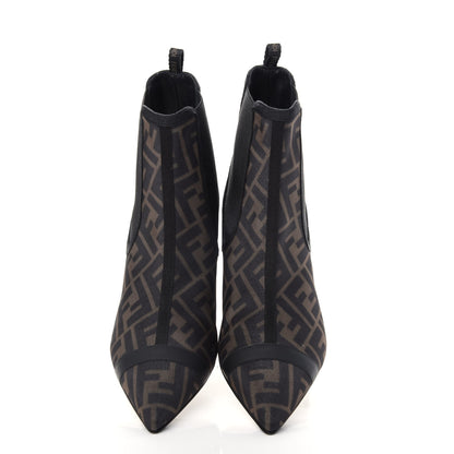 Fendi Mesh Tulle FF Colibri 55mm Ankle Booties 39 Tobacco Moro Black 5 of 10