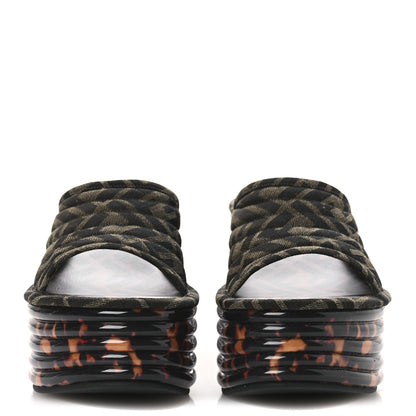 Fendi Jacquard FF Promenade Flatform Slide Sandals 39.5 Tobacco Tortoise 3 of 11