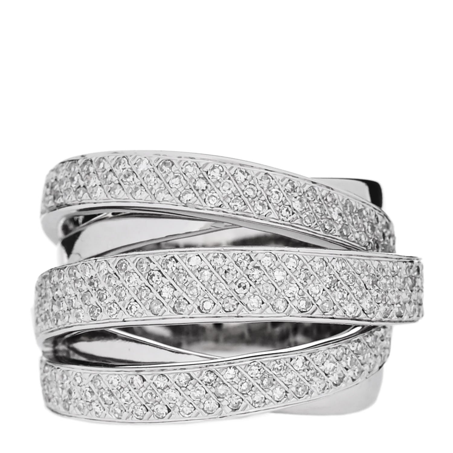 Parker & West by FASHIONPHILE 14K White Gold Diamond 1.16ctw Five Row Crossover Band Ring 56 7.5 1 of 5