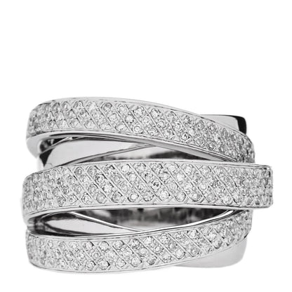 Parker & West by FASHIONPHILE 14K White Gold Diamond 1.16ctw Five Row Crossover Band Ring 56 7.5 1 of 5