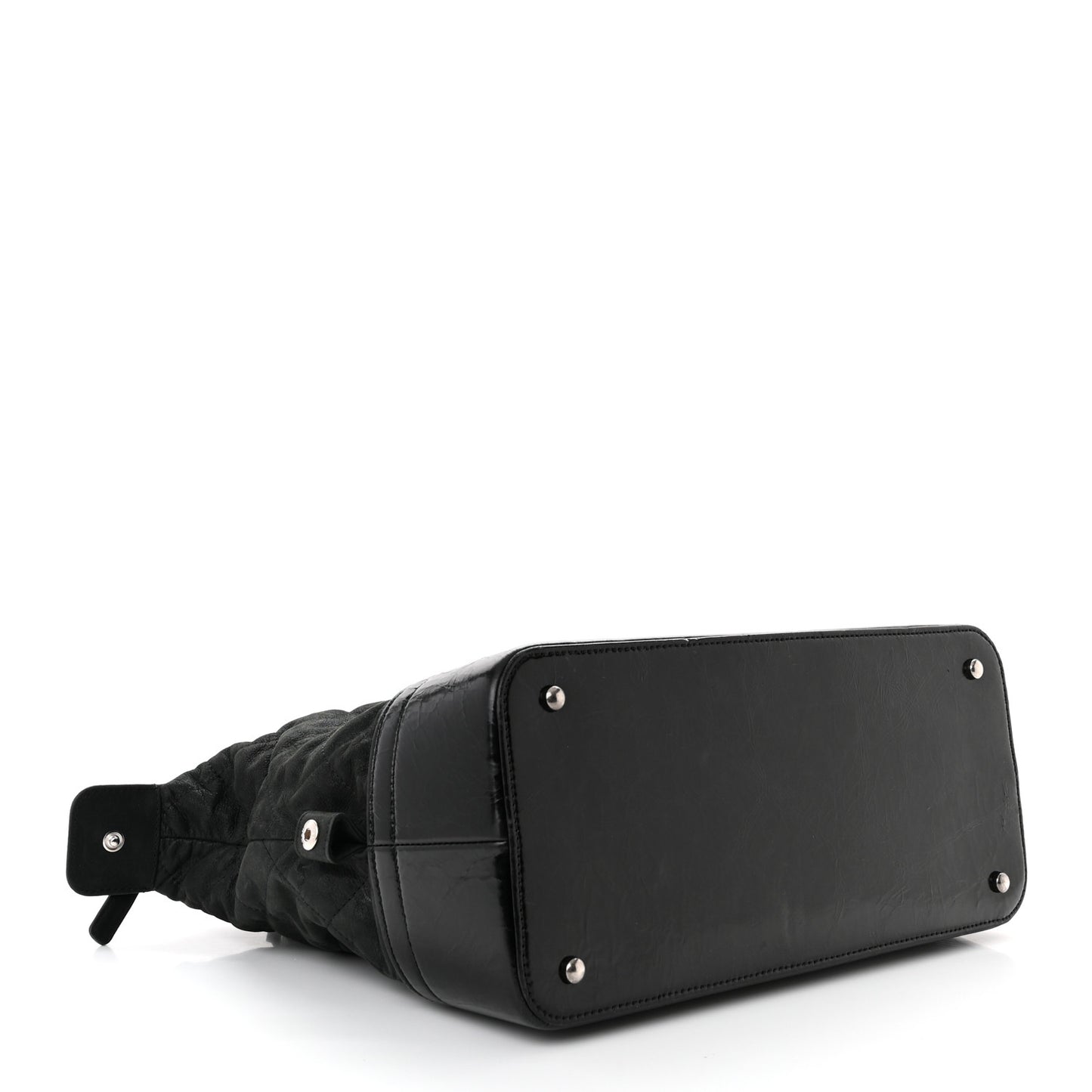 Iridescent Calfskin Quilted VIP Bowling Bag Black
