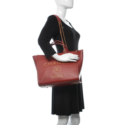 Chanel Caviar Small Studded Deauville Tote Red 2 of 9