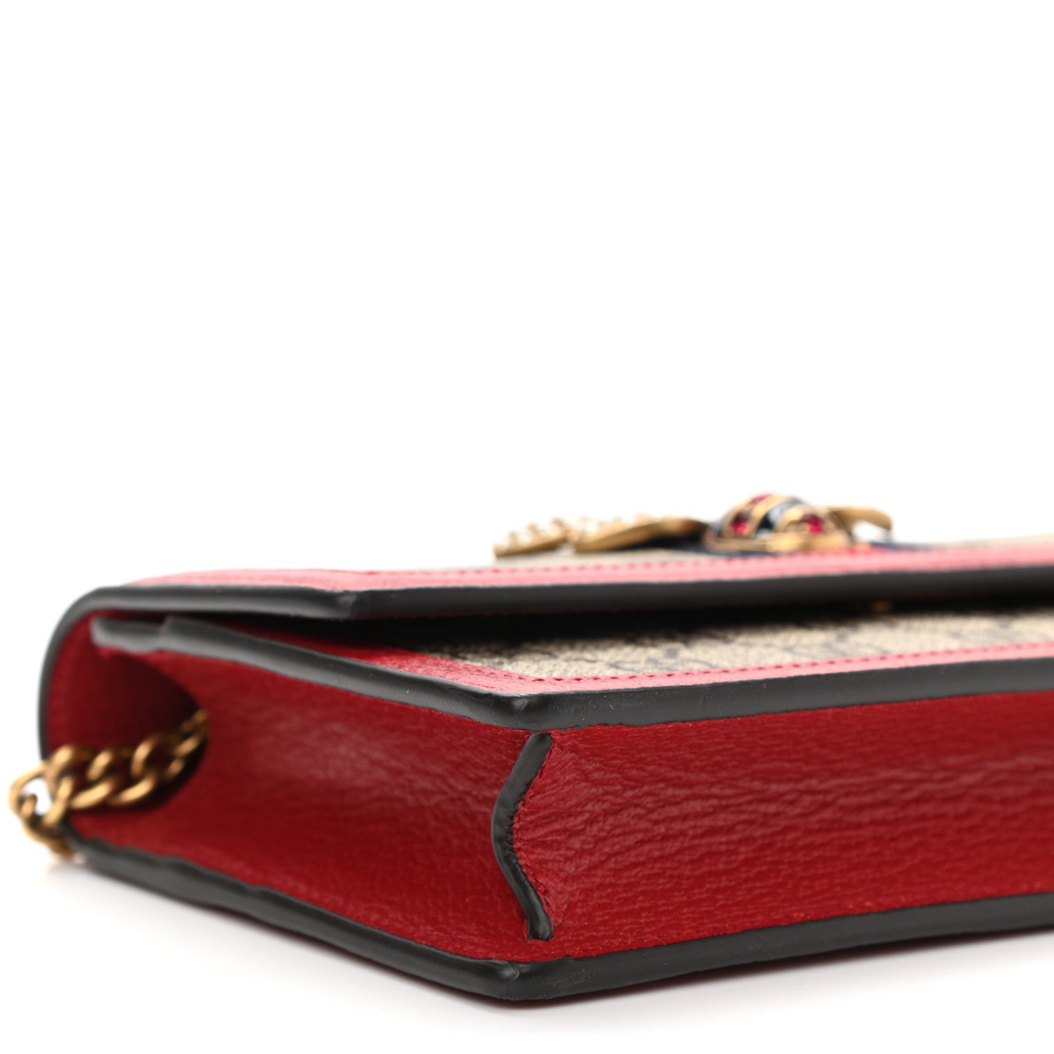 Gucci GG Supreme Monogram Web Queen Margaret Chain Wallet Red 8 of 9