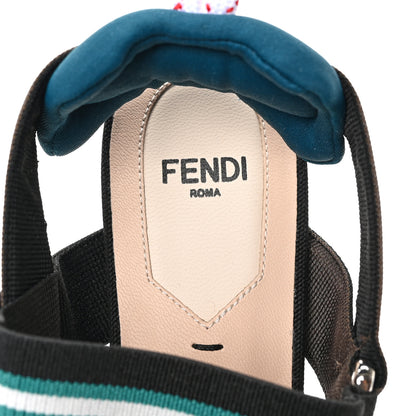 Fendi Technical Mesh Canvas Colibri Slingback Ballerina Flats 35 Black Verde Military 7 of 8