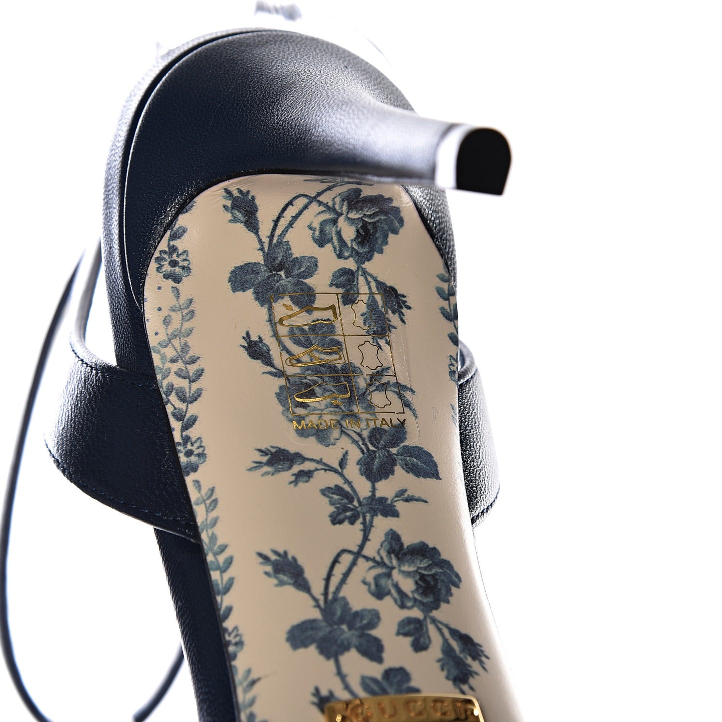 Calfskin Heel Sandal Web Bow 38 Navy