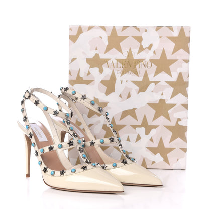 Valentino Garavani Patent Star Studded Ankle Strap 100mm Pumps 40.5 Ivory 10 of 11