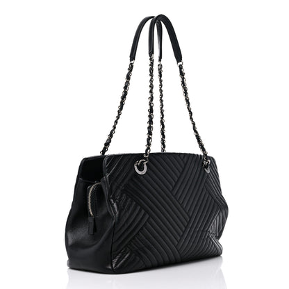 Chanel Lambskin Quilted CC Crossing Shopping Tote Black 3 of 15