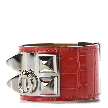 Hermes Shiny Alligator Collier De Chien CDC Bracelet S Rouge Vif 1 of 5
