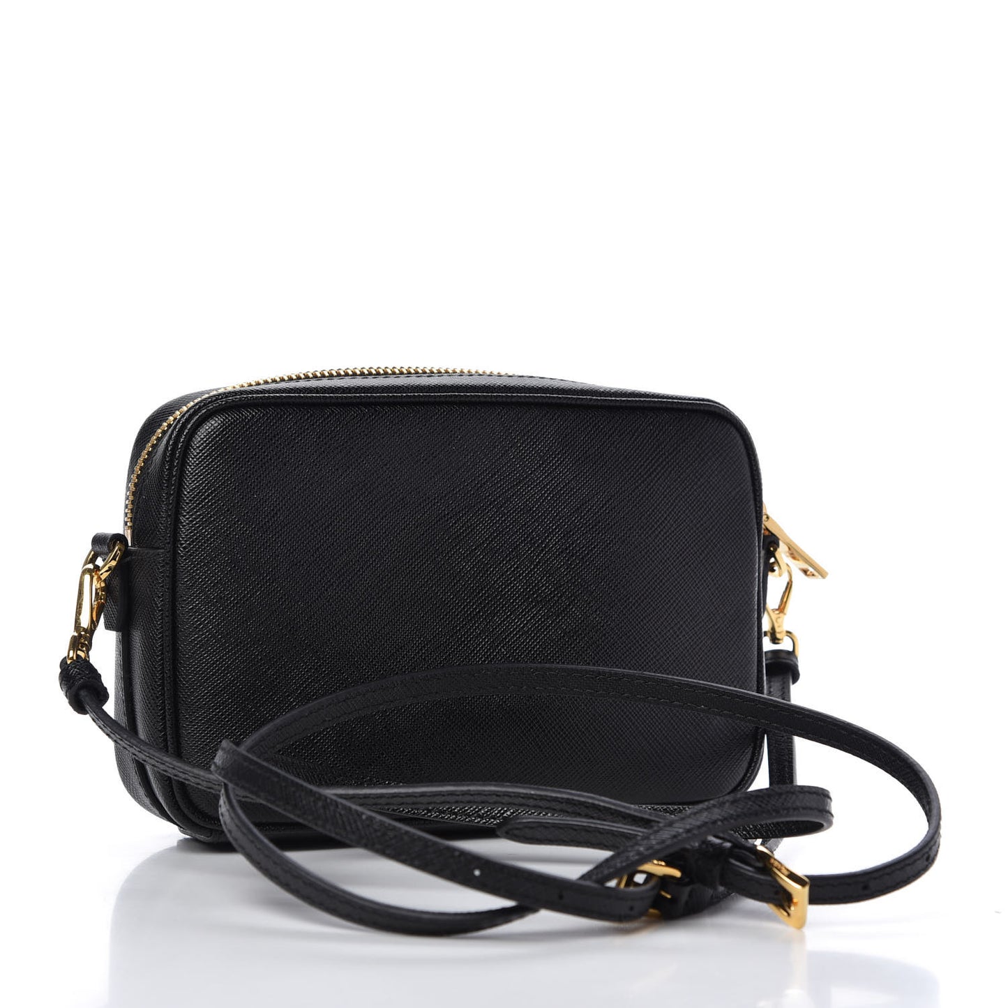 Saffiano Lux Small Camera Crossbody Bag Black