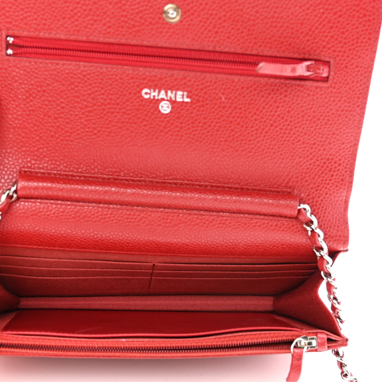 Caviar Quilted Wallet On Chain WOC Dark Red