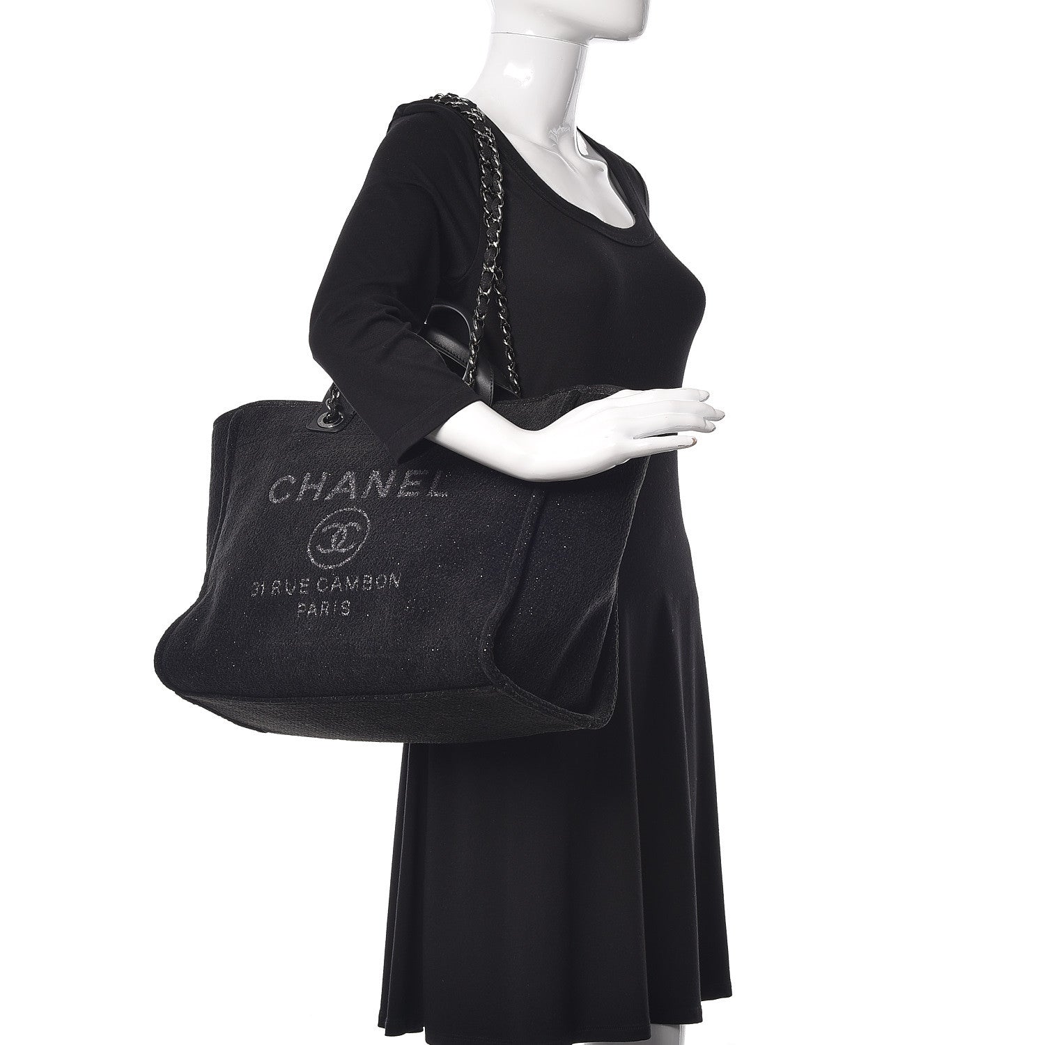 Chanel Lurex Boucle Medium Deauville Tote Black 2 of 11