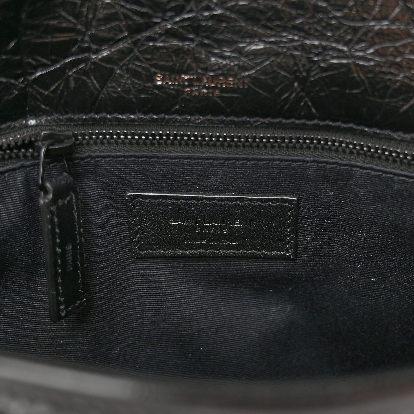 Crinkled Calfskin Matelasse Monogram Medium Niki Chain Satchel Black