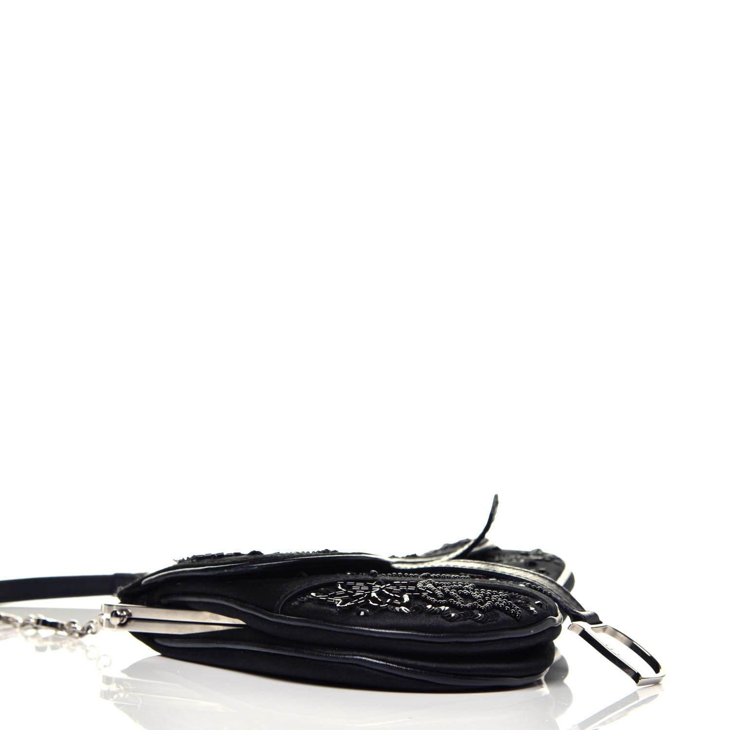 Christian Dior Satin Bead Embroidered Mini Frame Saddle Black 7 of 8