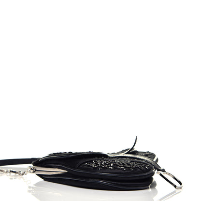 Christian Dior Satin Bead Embroidered Mini Frame Saddle Black 7 of 8