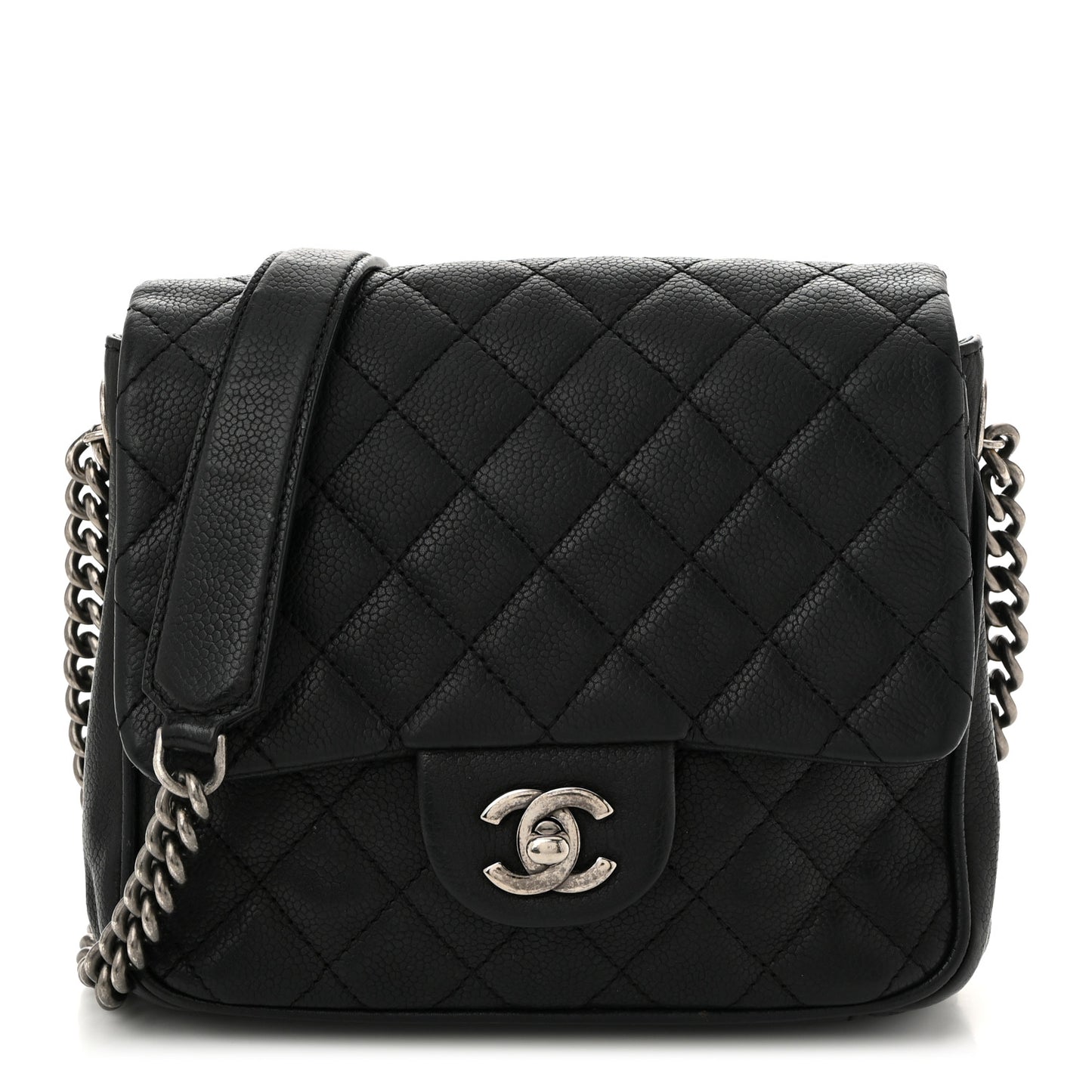 Caviar Quilted Small Rock In Rome Flap Black