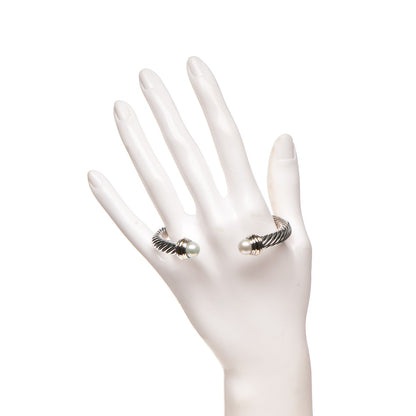 David Yurman Sterling Silver 18K Yellow Gold Pearl 7mm Cable Classics Bracelet 2 of 5