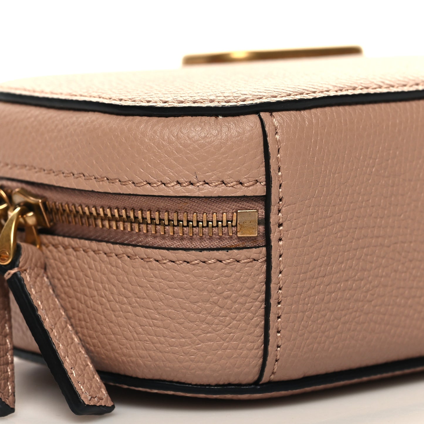 Grainy Calfskin VLogo Top Handle Camera Bag Crossbody Rose Cannelle