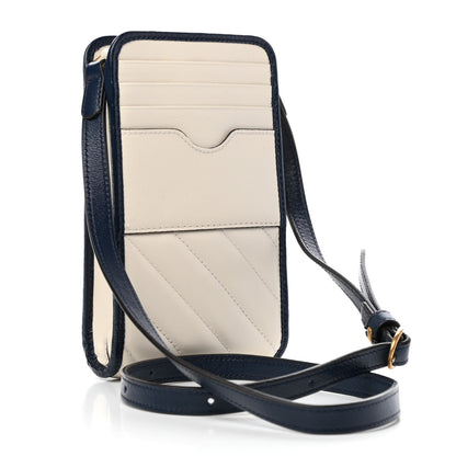 Gucci Vintage Effect Calfskin Matelasse Diagonal Torchon GG Marmont Phone Crossbody Bag Mystic White Blue Agata 3 of 9