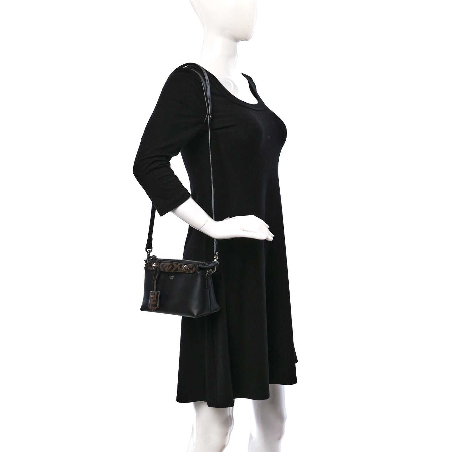 Vitello Dolce Bi-Color FF 1974 Embossed Mini By The Way Boston Bag Black Maya