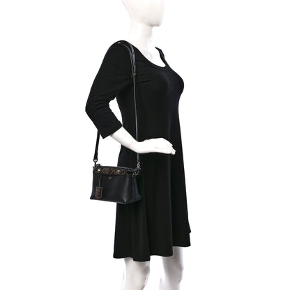 Fendi Vitello Dolce Bi-Color FF 1974 Embossed Mini By The Way Boston Bag Black Maya 2 of 9
