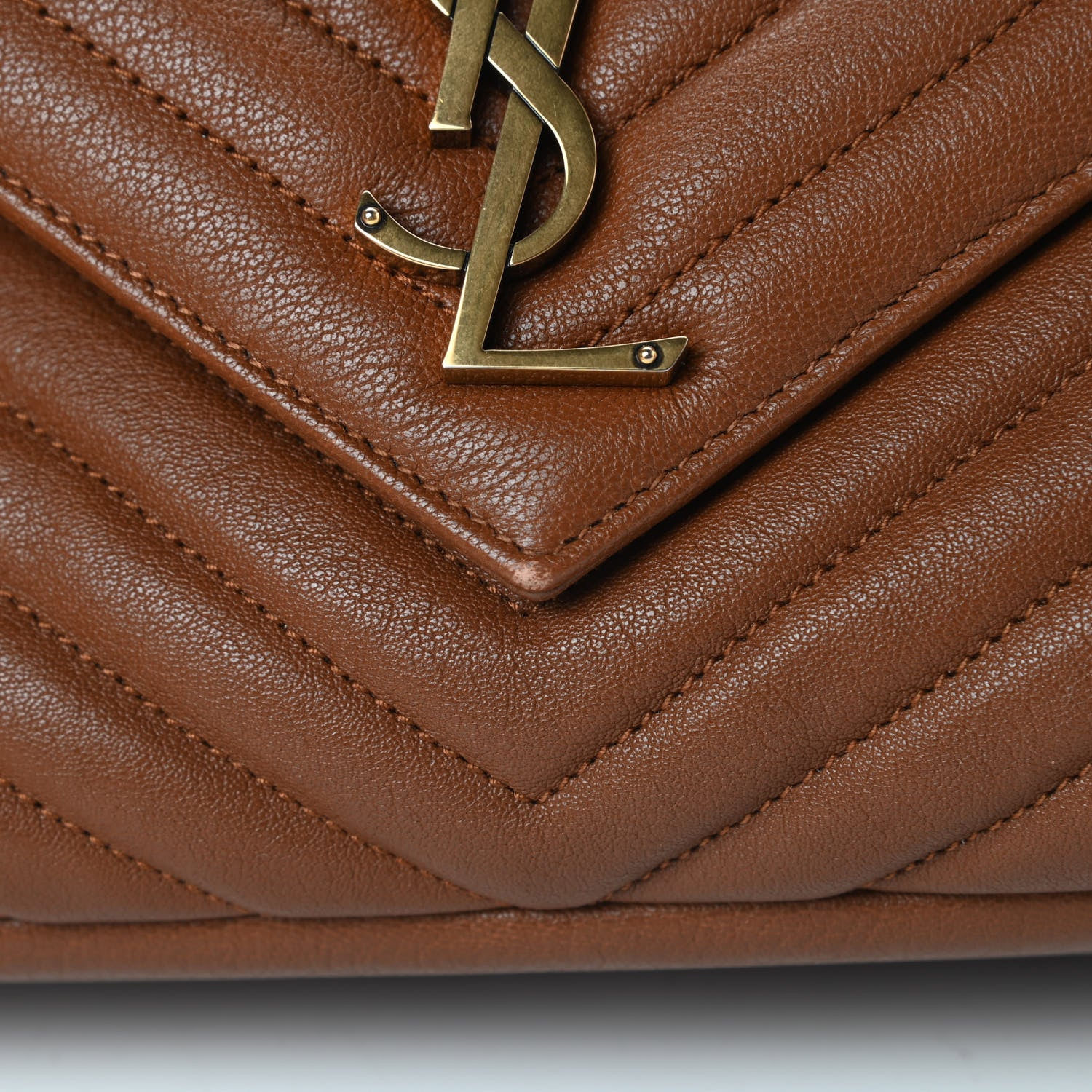 Saint Laurent Sheepskin Matelasse Chevron Monogram Large College Satchel Cognac 12 of 14