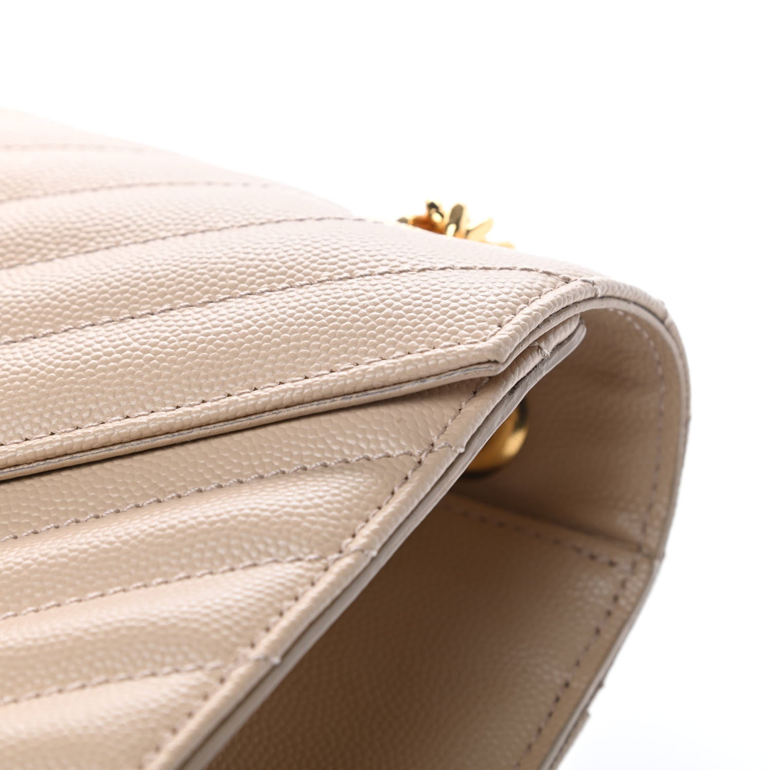 Saint Laurent Grain De Poudre Matelasse Chevron Large Monogram Satchel Nude Powder 11 of 11