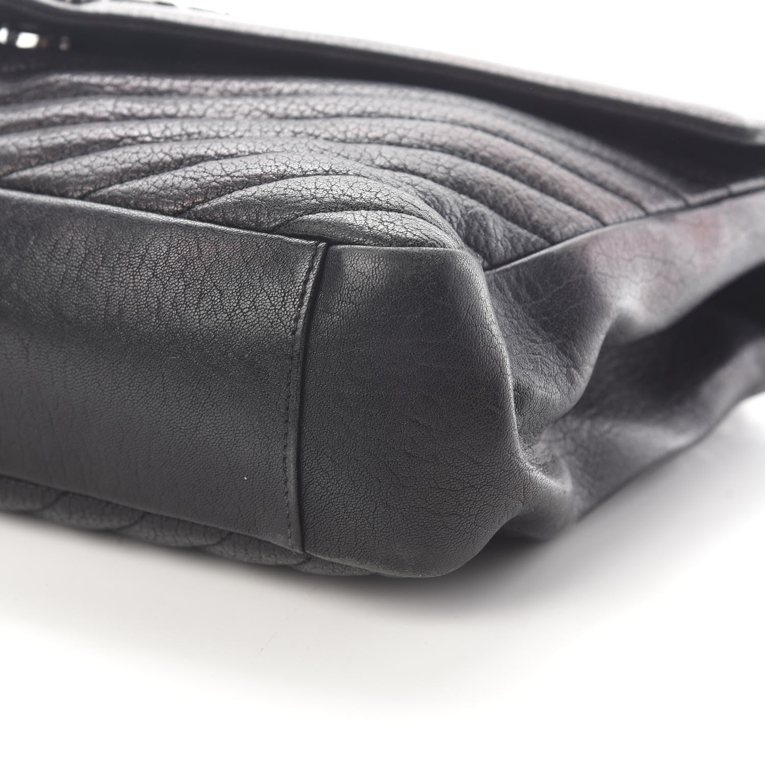 Saint Laurent Sheepskin Matelasse Chevron Monogram Large College Satchel Black 9 of 12