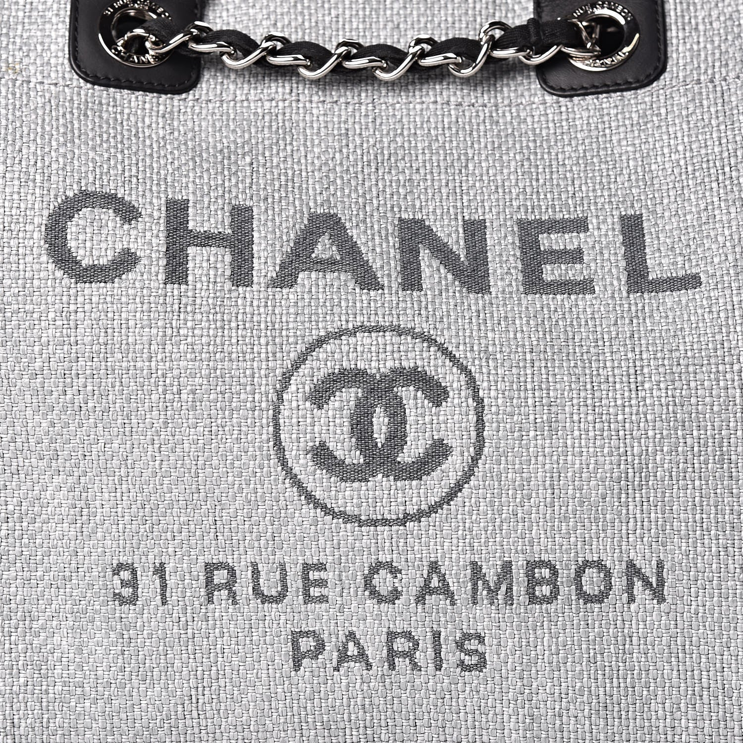 Chanel Woven Straw Raffia Large Deauville Tote Grey 9 of 11
