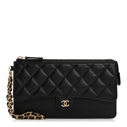 Chanel Lambskin Quilted Classic Pouch With Handle Black 1 of 11