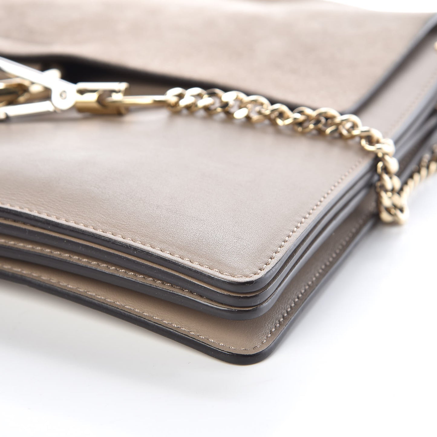 Calfskin Suede Medium Faye Shoulder Bag Motty Grey